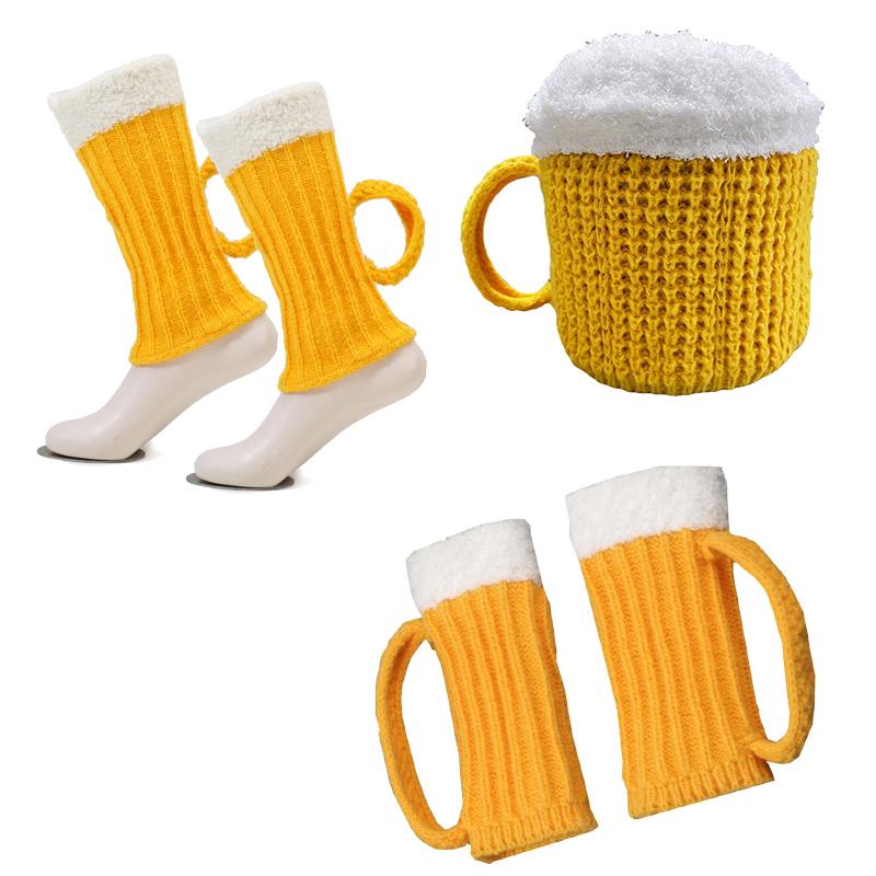 Beer Hat, Knit Funny Hat/glove for Men and Women, Novelty Gifts for Beer Lovers Birthday Christmas Halloween Gifts for Adults