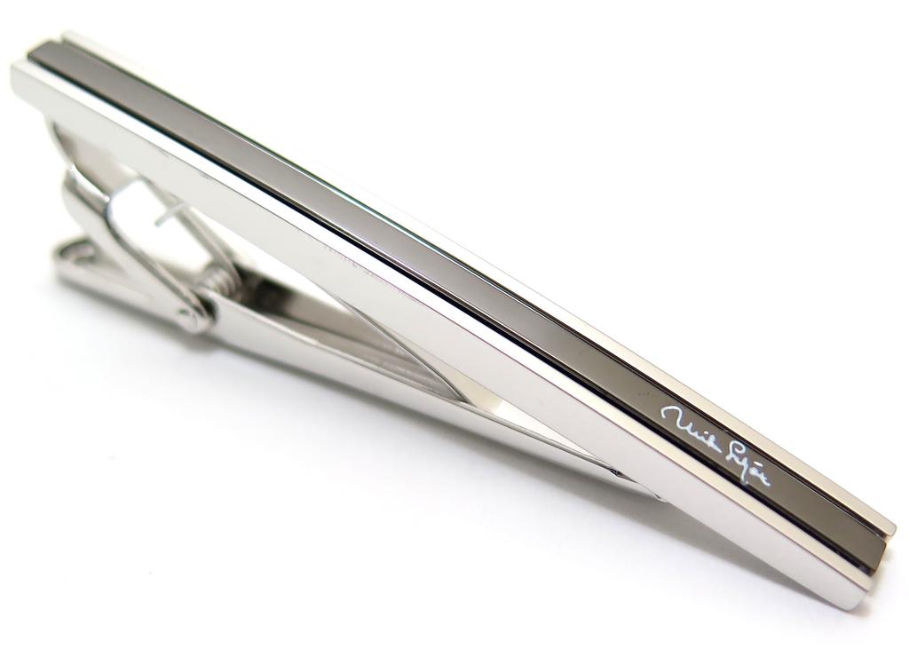 Mila Schon Gunmetallic Border Tie Bar for Brass (Tie Pin/Tie Clip) Men,