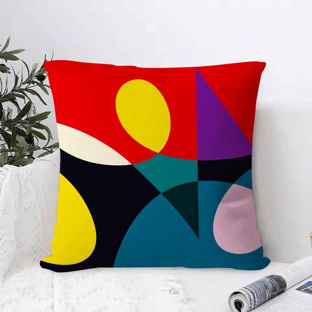 Abstract Curve Contrasting Colors Cushion Cover Anti-dustmite Pillowcase Invisible Zipper Silky Short Plush Sofa Cushion Cover