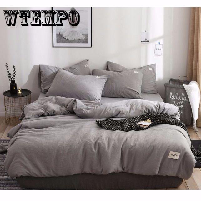 Buy Bedding Set Classic Pure Color Bed Linen Comfortable Cotton Duvet Cover&pillowcase at