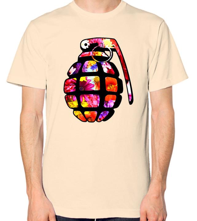 Colourful Grenade T-Shirt Men Women Unisex Abstract Design Floral Hipster Top XL