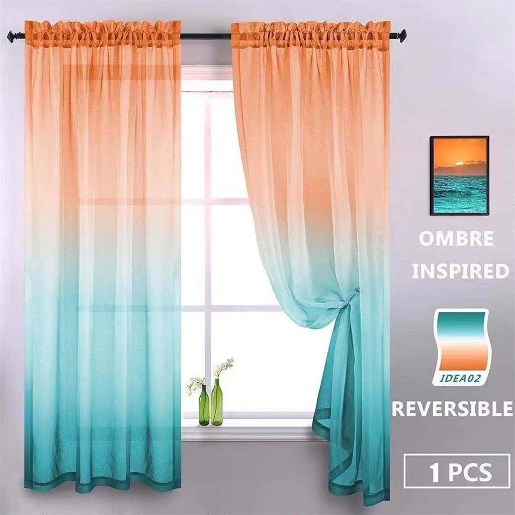 Gradient Color Tulle Door Window Curtain Drape Panel Sheer Scarf Valances 1PC