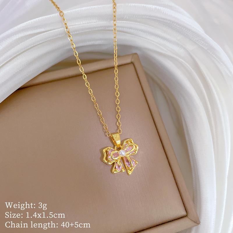 Foreign Trade Portrait Copper Micro-Inlaid Necklace Combination Female Real Gold Electroplated Exquisite Collarbone Chain