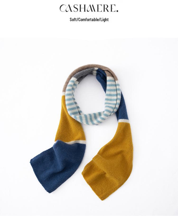 Women's Korean Style Cashmere Scarf - Contrasting Colors, Pure, Warm, and Versatile for Autumn/Winter