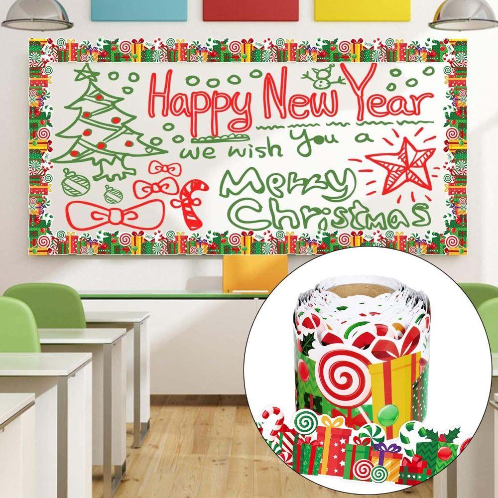Self-Adhesive Border Decorative Sticker Christmas Tree Chalkboard Board Border  Chalkboard