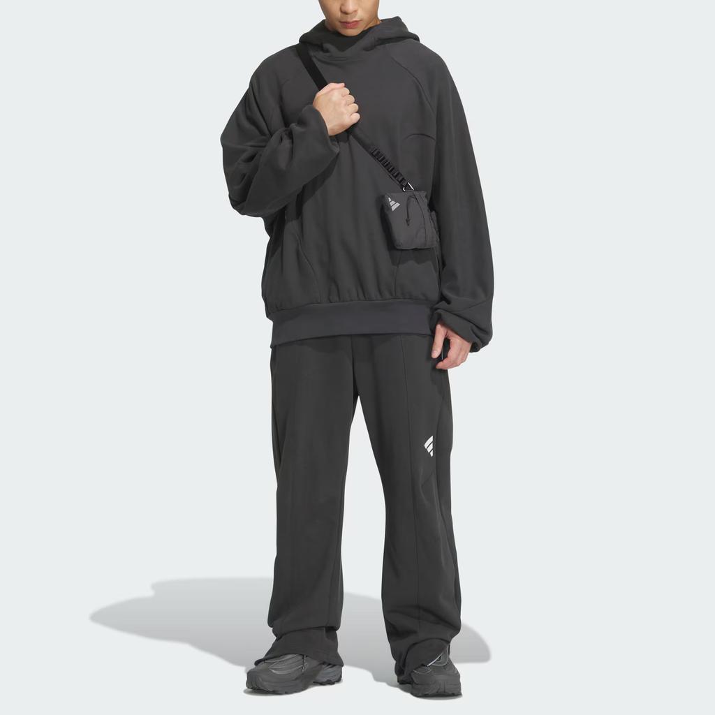 Adidas SS25 Sports Lifestyle Series Brand Logo Fashion Versatile Lace-Up Knitted Sports Pants Men Pants Carbon-Black JM8615