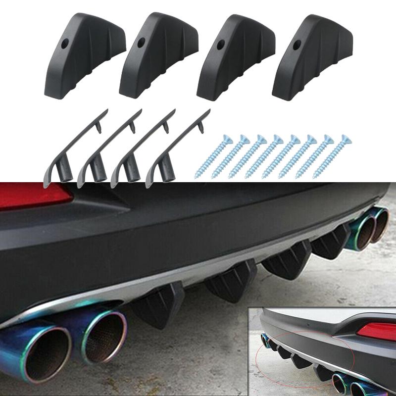 Universal 4 Pcs Car Black Rear Lower Bumper Lip Diffuser Trim Caps Cover for Honda Dodge Ford Toyota Exterior Accessories