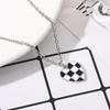 Funny Black Blue And White Plaid Heart Pendant Necklace Romantic Choker Chain For Couple Lovers Boyfriends Holiday Festival Gift