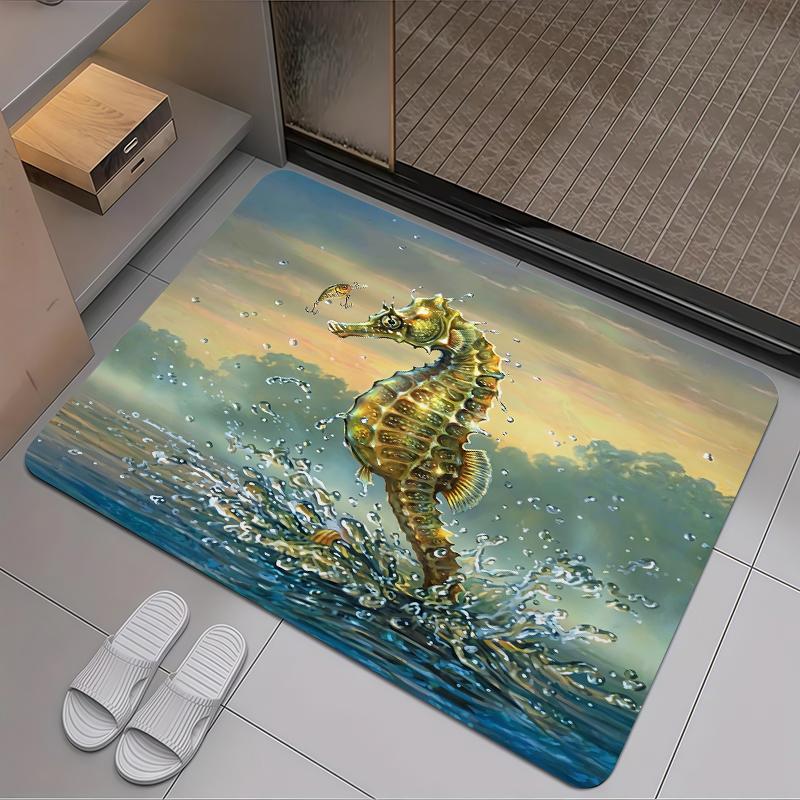 2025 New SeahorseCarpet Rug for Living Room Bedroom Home Sofa Decoration,Kids play Non-slip Floor Mat 40x60cm( 15x23in )
