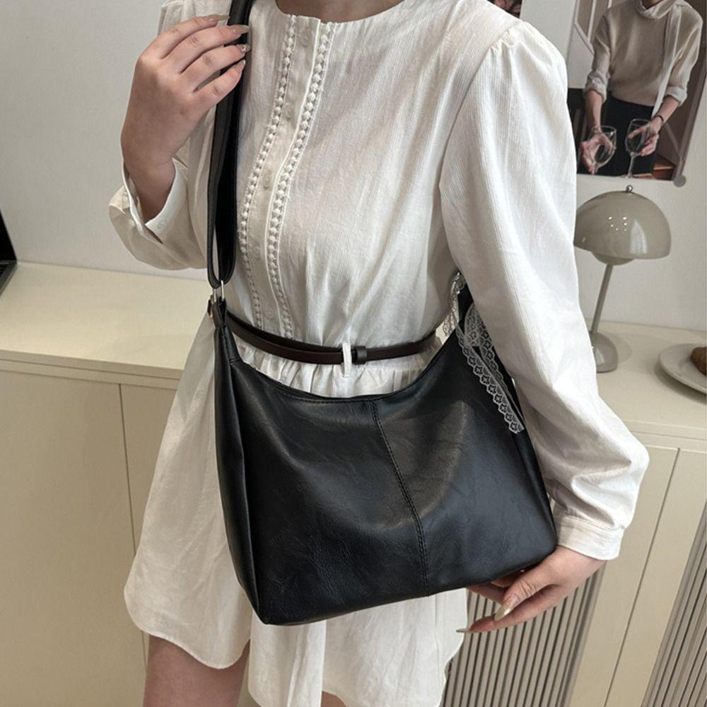 PU Leather Cross Body Bag Solid Color Tote Bag Casual Shoulder Bag  for Lady/Girls
