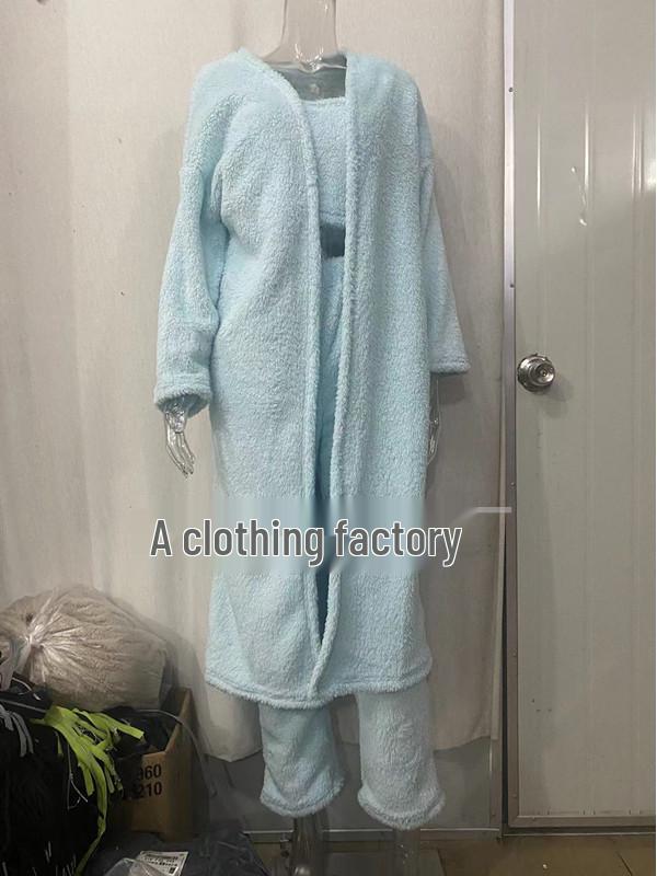 Chic V-neck Plush Three-piece Set: Vest, Long Pants & Suit for Women