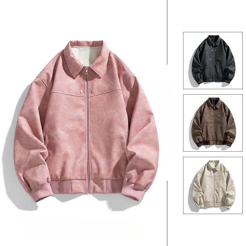 Casual Men's Jacket Spring and Autumn New PU Leather Jacket Men's Lapel Cycling Motorcycle Leather Jacket Men