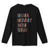 Funny Mom Life Leopard Print Spliced Color Letter Mama Mommy Bruh Casual Streetwear T Shirt Vintage Washed Slightly Fashion