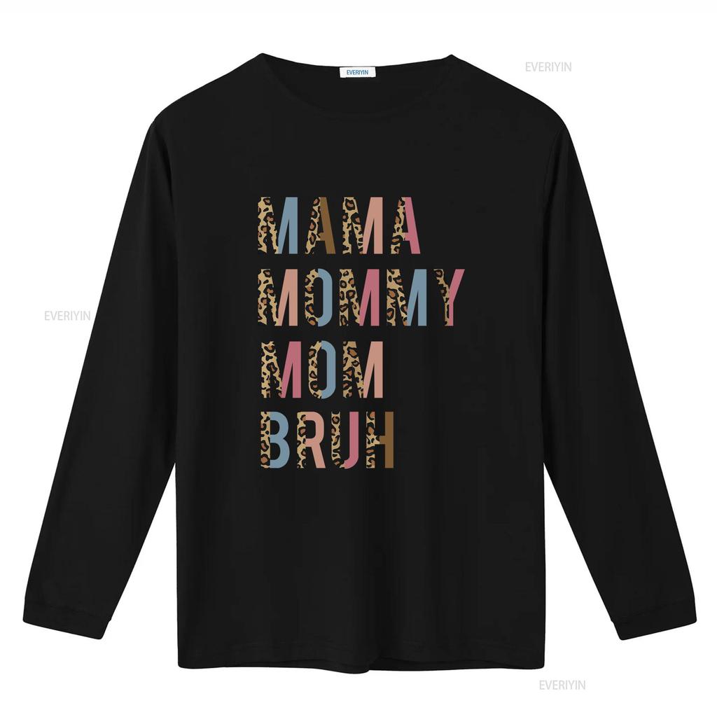 Funny Mom Life Leopard Print Spliced Color Letter Mama Mommy Bruh Casual Streetwear T Shirt Vintage Washed Slightly Fashion