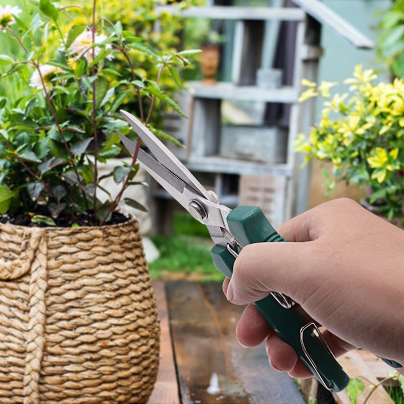 Stainless Steel Anti Slip Handle Sharp Straight Head Pruning Scissors Bonsai Garden Fruit Tree Pruning Shears Garden Tools