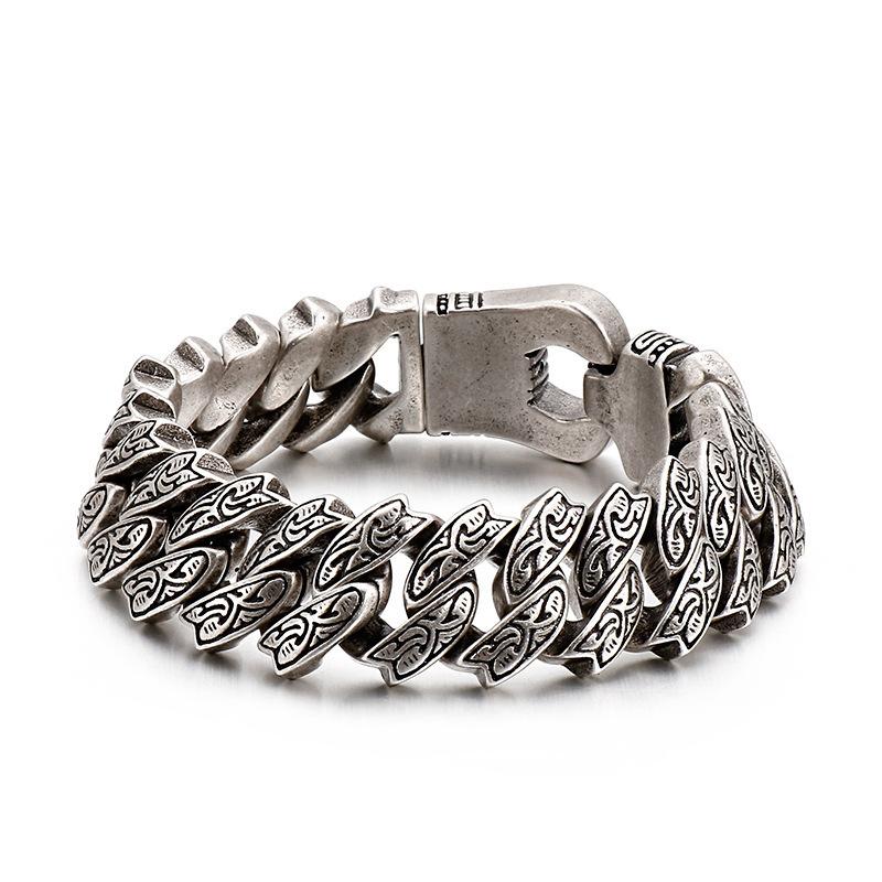 Creative Titanium Steel Casting Jewelry, Exaggerated Personality Retro Pattern Stainless Steel Bracelet Men