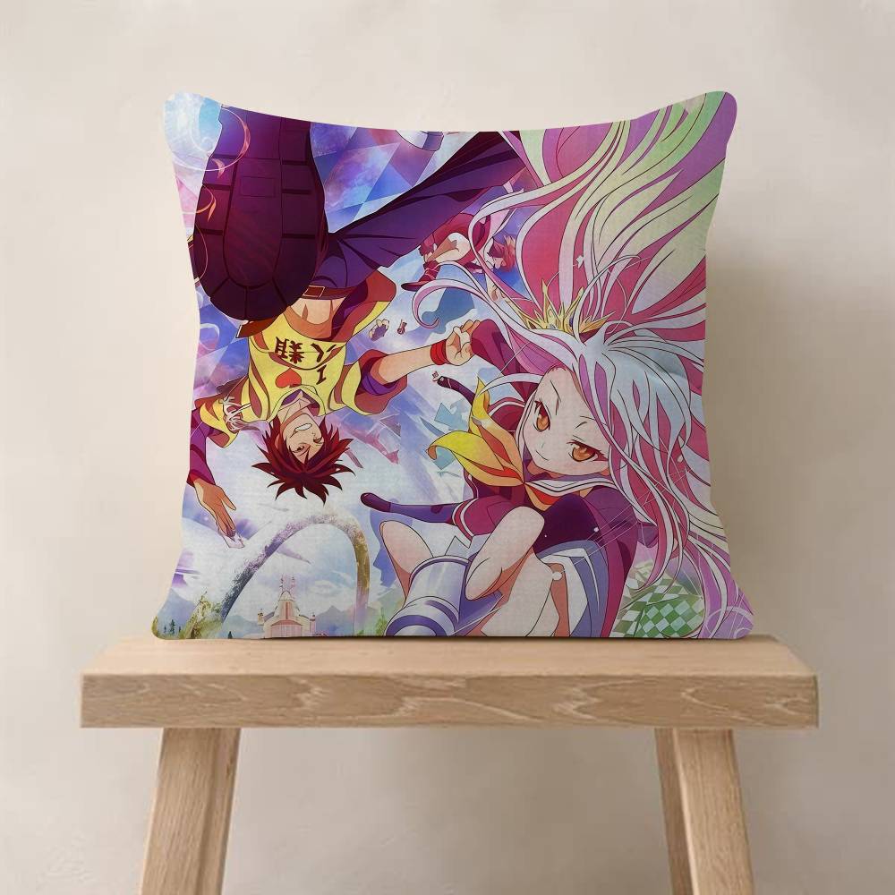 NNo Game No Life Anime Pillow Covers Cartoon Sofa Decorative Home Doublesided Printing Short Plush Cute Cushion Cover