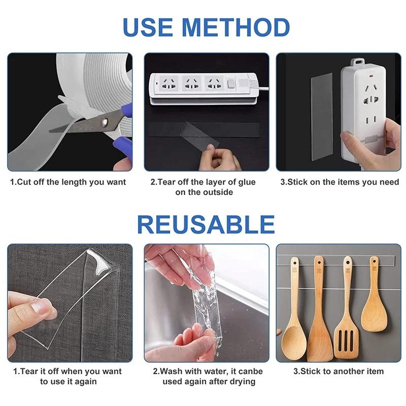 5M Ultrastark Dubbelsidig Självhäftande Monstertape Hushållsapparater Vattentäta Väggdekaler Hemförbättring Resistent Tejp