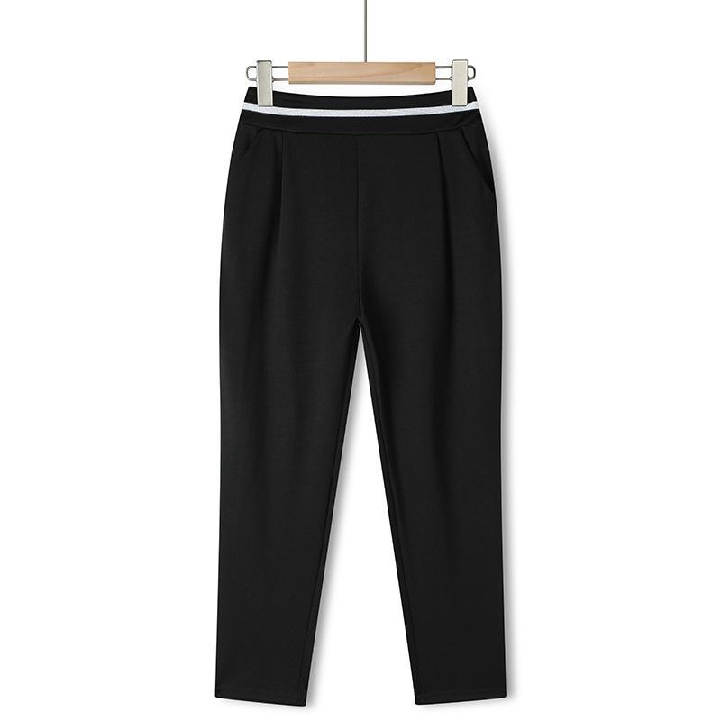 Pantalon pour femmes d'âge moyen et âgées, pantalon d'été sept quarts, pantalon droit pour maman, pantalon fin et ample à taille haute, pantalon décontracté ample