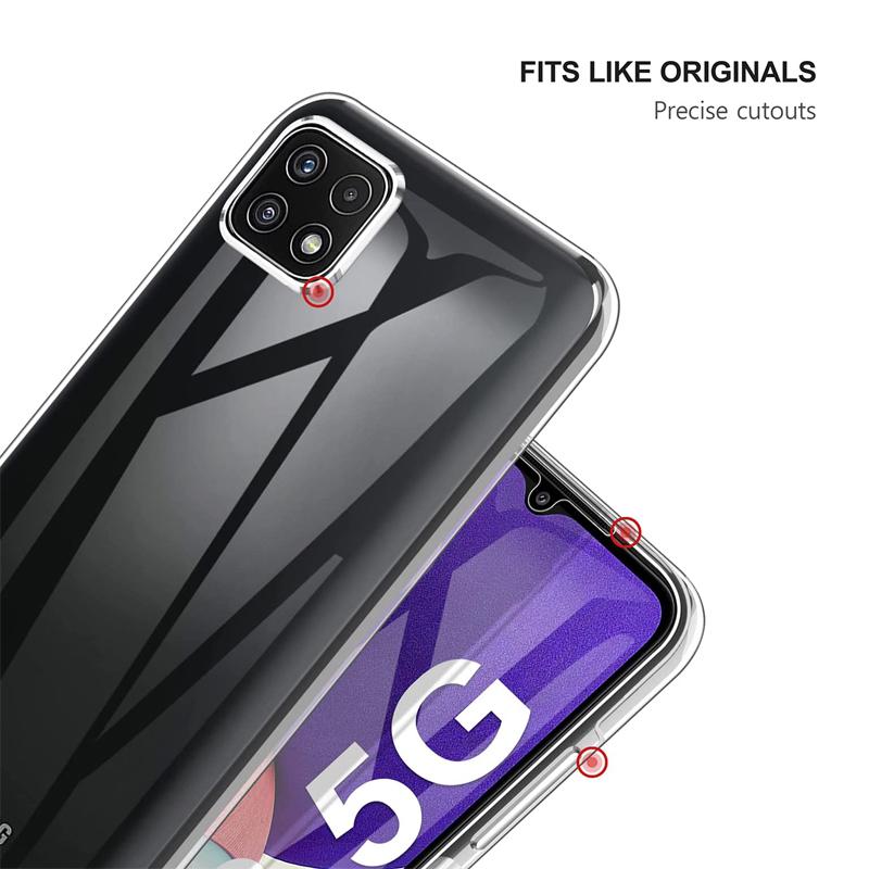 Phone Case For Samsung Galaxy A22 5G 360° Double Transparent Silicone Soft Shockproof