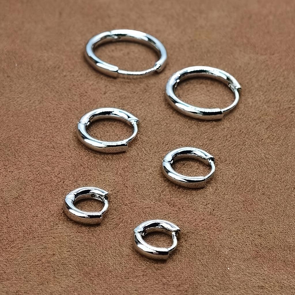 6pcs a Set of High-End Elegant Stainless Steel Six-Piece Women'S Small Ear Loops, High-Quality Stainless Steel Women Hoop Earrings
