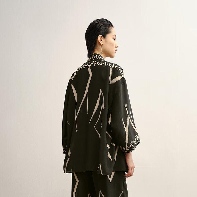 Less 2025 Autumn New Oblique Placket Silk Blend Shirt