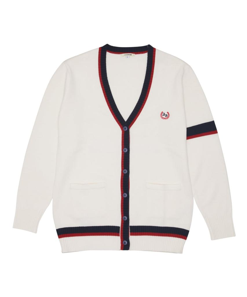 Konomi White x Red Striped School High Junior and High Popular Suitable for School Entrance Available in and Slim Size M ARCC-1015 Girls' Cardigan,