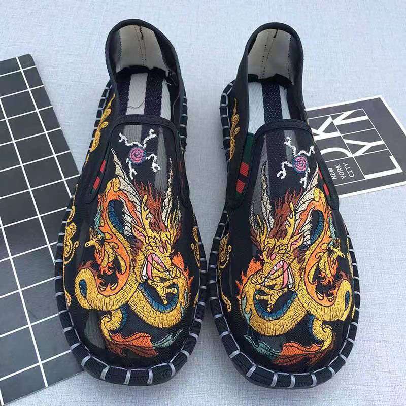 Old North Handmade Cloth Shoes Social People Hollow Mesh Shoes Air Conditioning Shoes Lazy Pervert Embroidery Face Mesh Sandals