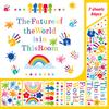 Colorful Handprint Wall Stickers Splash Water Rainbow Classroom Children's Room Starts School Season