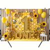 1pz Sfondo Festa di Compleanno Ape e Girasole - "1" Dorato con api e fiori per giardino di casa e celebrazioni di anniversario
