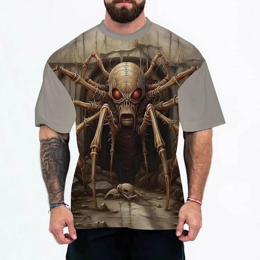 Summer Round Neck 3D Animal Patterns Print Top Fashionable Casual Short Sleeved Men's T-shirts