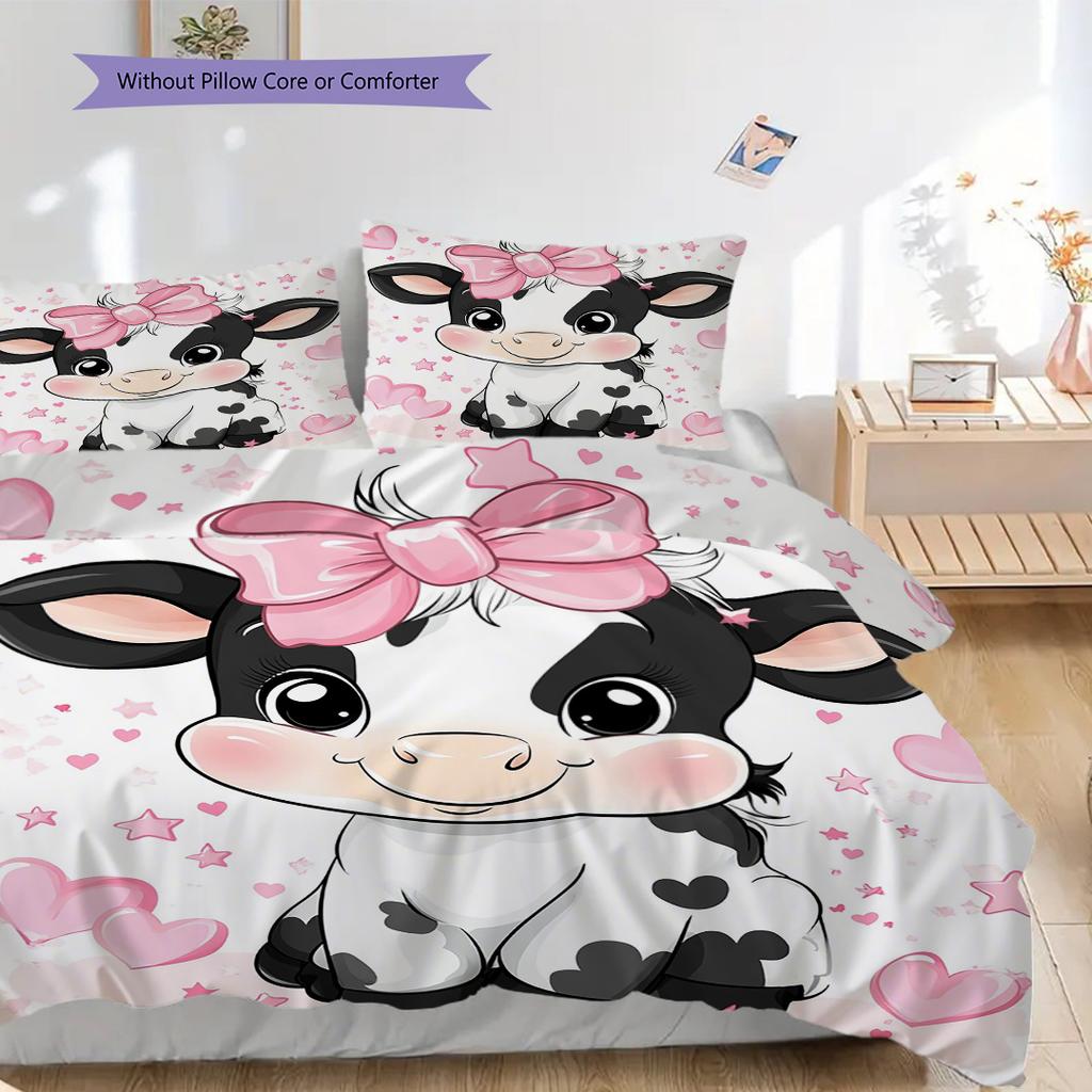 Cow Pattern Bedding Quilt Set Quilt Cover Pillowcase Home Decoration Birthday Gift (1 * duvet cover + 2 * pillowcase, without core)