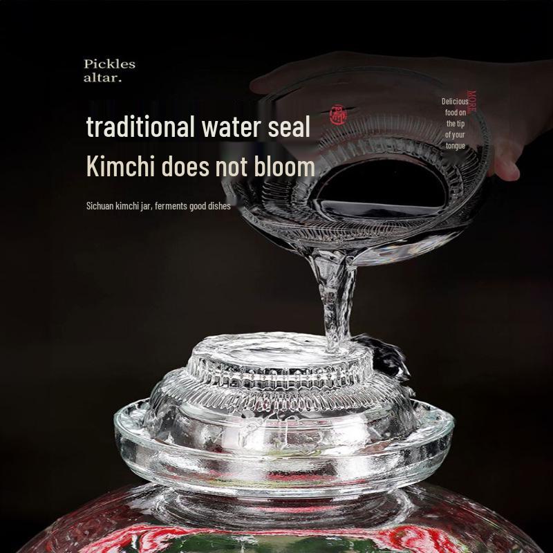 Sichuan Style Thick Glass Pickle Jar for Sauerkraut and Vegetables - Large Mouth, Sealed Container for Home Pickling