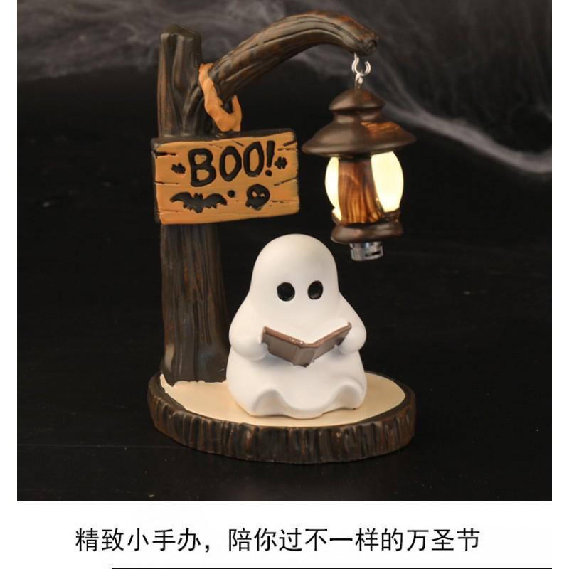 Resin Ghost Reading Lamp Halloween Cute Desktop Decor Party Gift