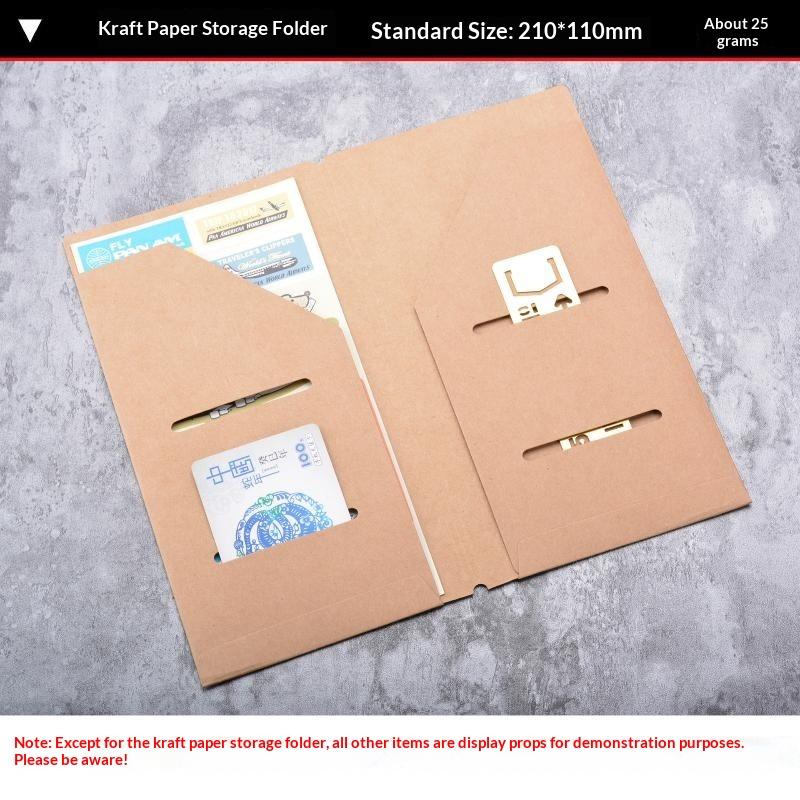 Kraft Paper File Folder For Refillable Travel Journals Standard Passport Size Refill Insert Cards Organizer