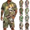 Men's Casual Print Matching Set - Lightweight Breathable Top and Drawstring Shorts 2-Piece Outfit for Summer