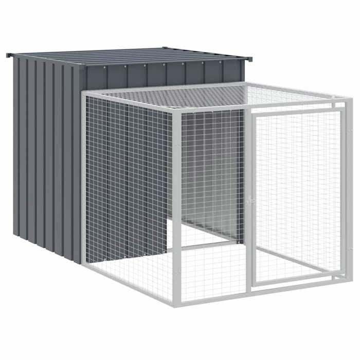 VidaXL Chicken Coop with Run Anthracite 110x201x110 Cm Galvanized Steel, Chicken Coop, Chicken Run, Chicken Coop with Run, 172359