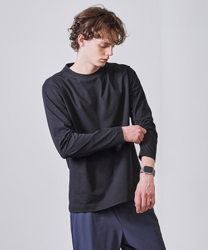 BASIC HOUSE Breathable Sorona Regular Fit Round Neck Plain Long Sleeve T-Shirt Black