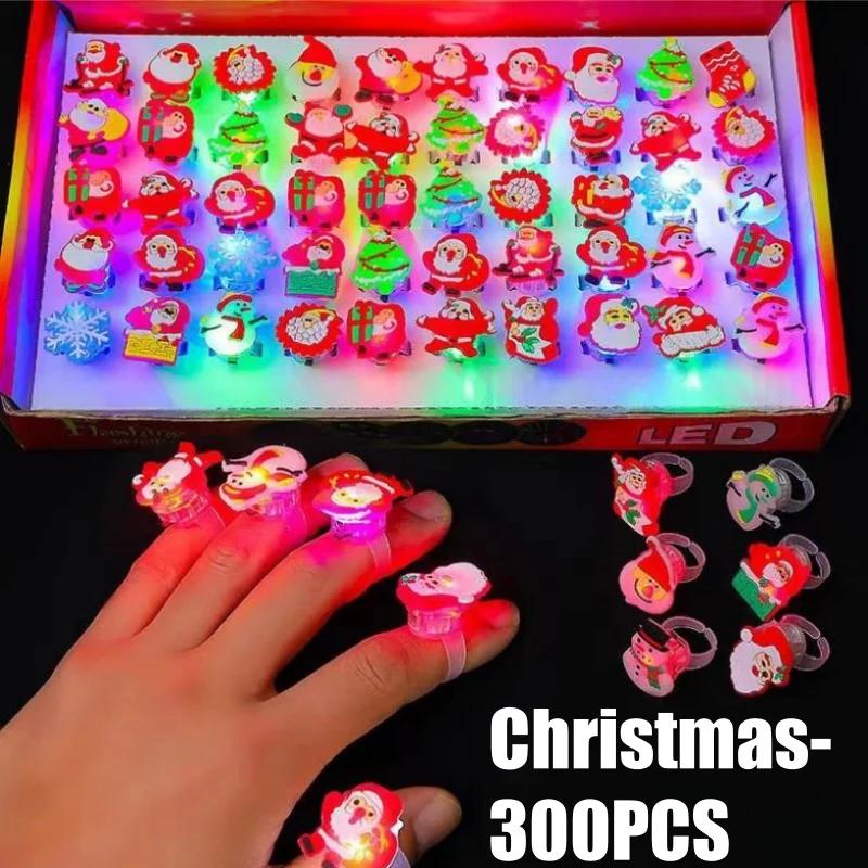 Glowing LED Finger Rings Halloween Christmas Party Favors Light Up Flashing Adjustable Fun Props Kids Adults