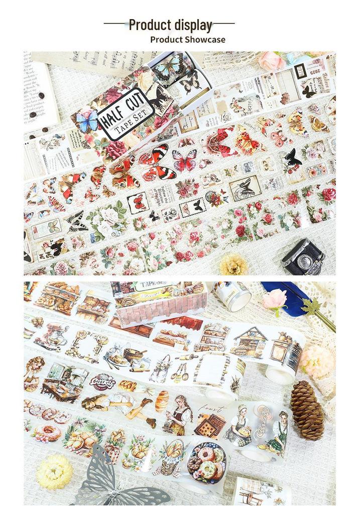 Die-cut PET Washi Tape Set: Coffee Theme, European & American Style for Journaling & Decoration