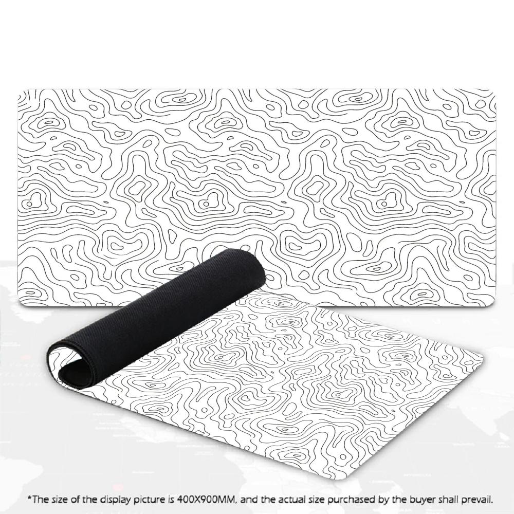 Abstract Topography Line Art Large XXL Mouse Pad Non-Slip Rubber Gaming Keyboard Deskmat Overlocked Game Table Accessories
