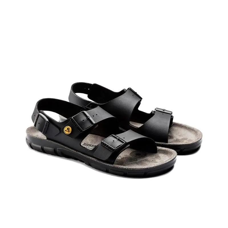 Birkenstock Unisex PU Comfort Casual Versatile Breathable Beach Sandals Black Narrow Fit 0500588 36