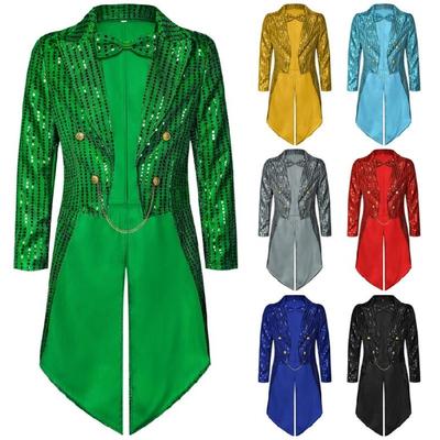Mens Sequins Tailcoat Jacket Shines Victorian Mardi Gras Costumes Blings Blazers Jacket Swallowtails