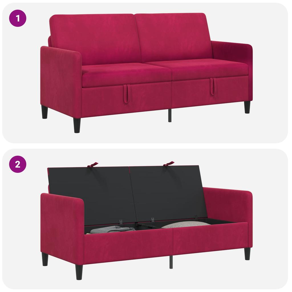 Storage Sofa In Burgundy 172 X 78 X 87 Cm Polyester
