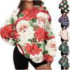 Damen Trendy Weihnachtsdruck Rundhals-Sweatshirt Leichtes Lässiges Pullover-Oberteil