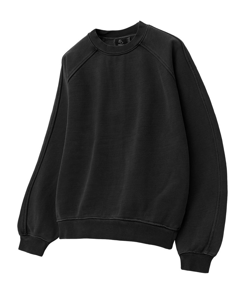 MOZMOZ Heavy Weight Pigment Raglan Back Slit Oversized Sweatshirt Black