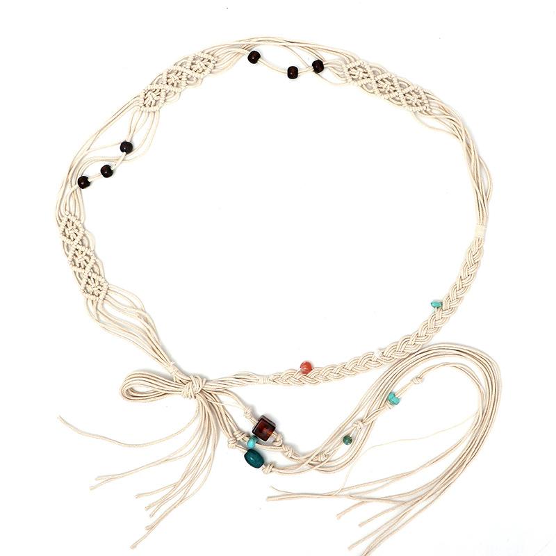 Bohemian Woven Hemp Rope Belt for Women Summer Casual Decorative Thin Waist Belt Multiple Color Options