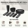 Dinnerware Set Service for 4 Dishwasher Microwave Safe Reusable PP Plates Bowls with Cutlery Set for Travel Camping