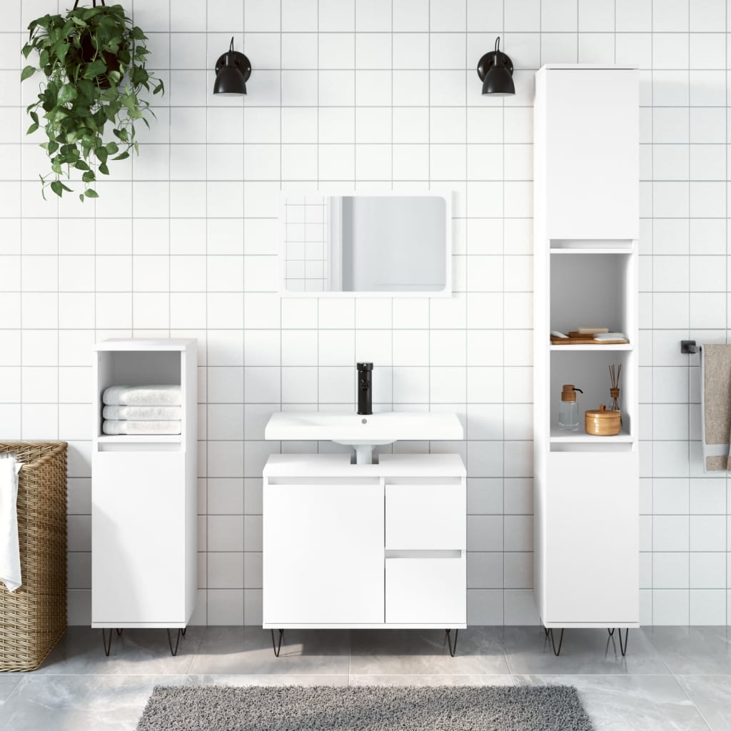 Bathroom Cabinet White 30 x 30 x 190 cm Engineered Wood