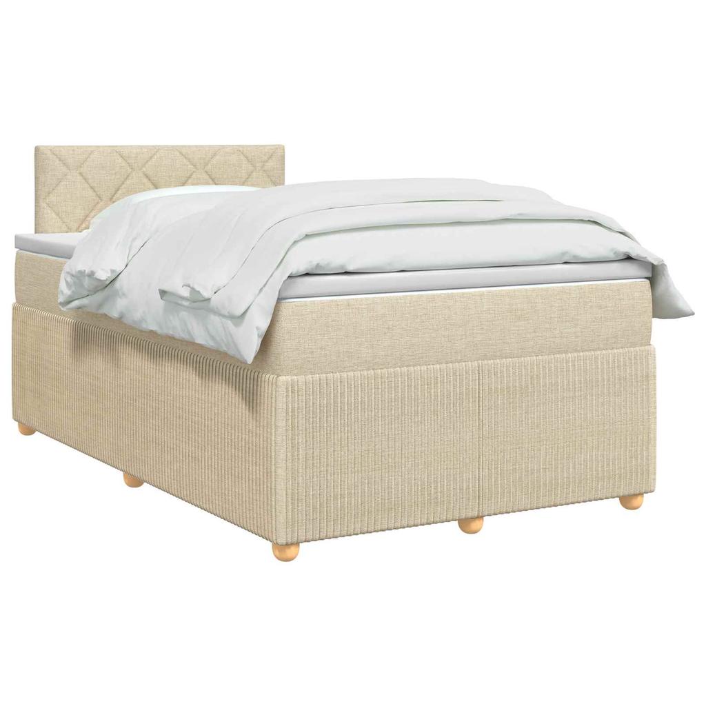 Box Spring Bed with Mattress Cream 120 x 190 cm Fabric